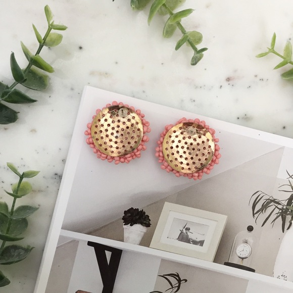 "Clémence" Earrings || Rose Pink Beaded Statement - Picture 3 of 9